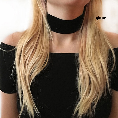 Vòng cổ choker vải nhung màu đen phong cách gothic đơn giản cho nữ