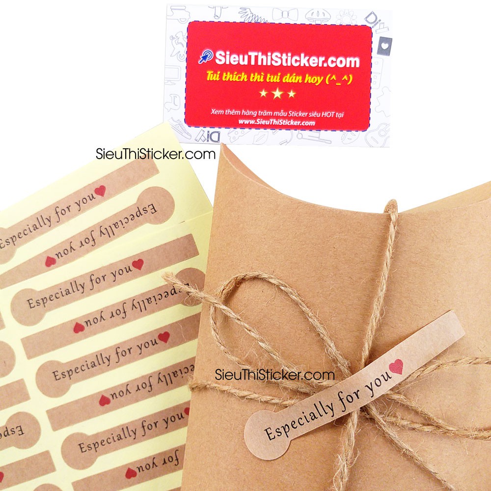 Tem Niêm Phong tròn dài Especially For You Trái Tim trang trí túi giấy, niêm phong gói hàng, hộp bánh, quà valentine