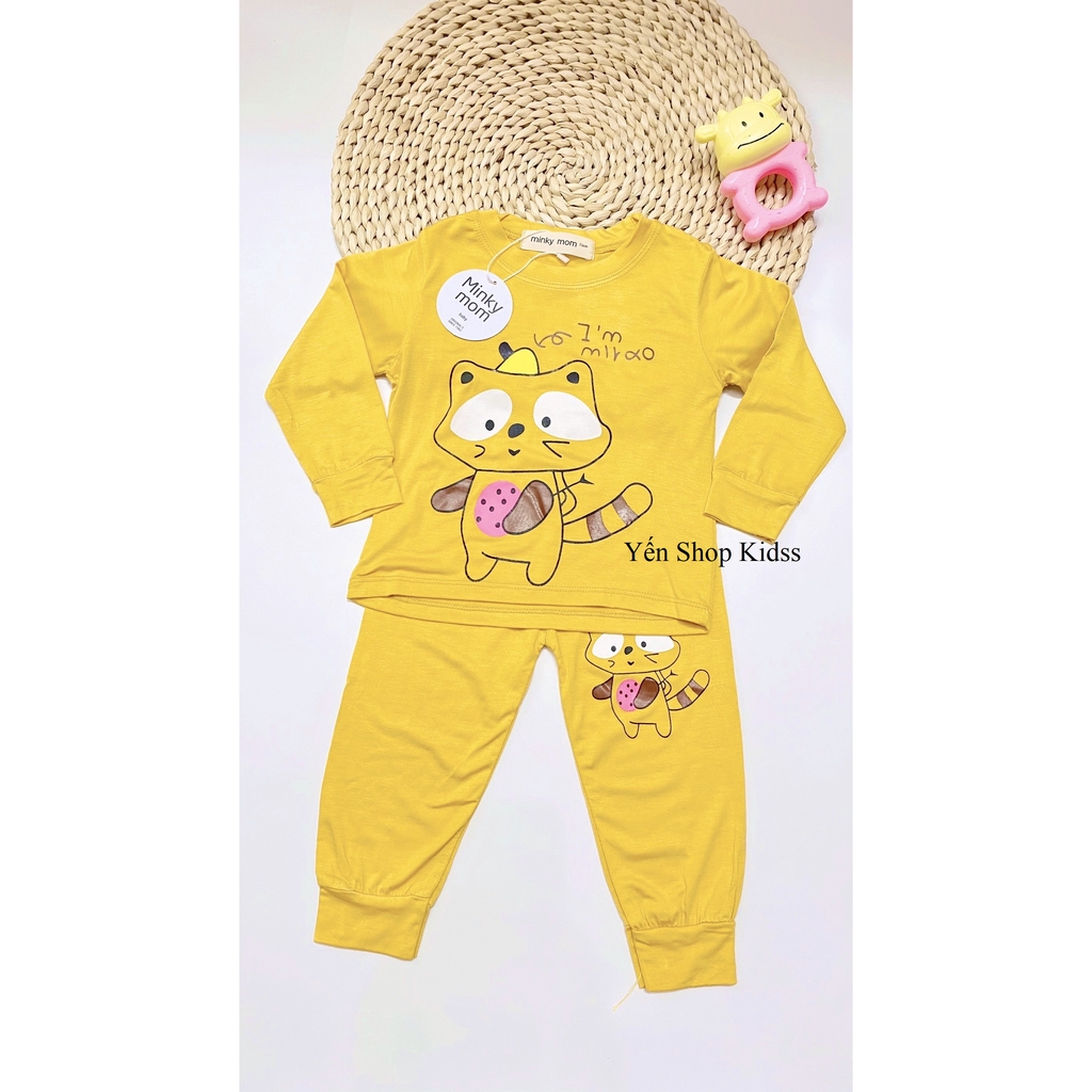 Bộ Dài Tay Minky Mom Viền Họa Tiết Cá Heo Xanh- Gấu Cho Bé(6-19kg) (SP001243)