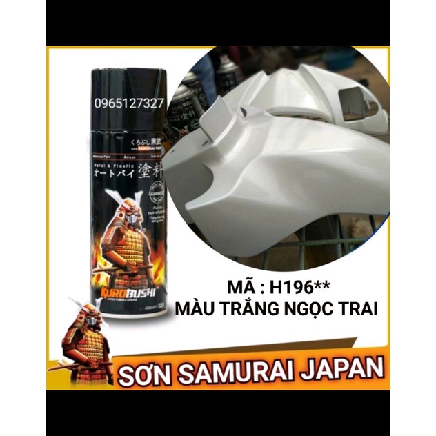 sơn xịt Samurai Japan màu trắng ngọc trai.Mã màu H196**