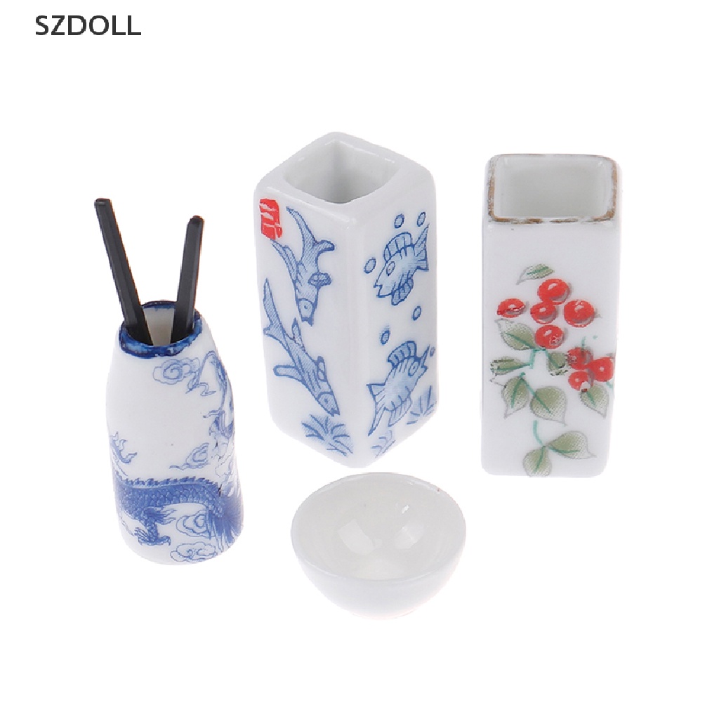 Ống đựng đũa bằng gốm mini tỉ lệ 1:12 xinh xắn