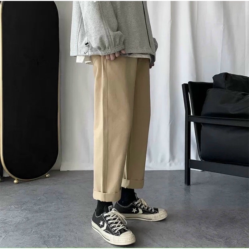 QUẦN KAKI TRƠN ỐNG RỘNG ( hình chụp thật )