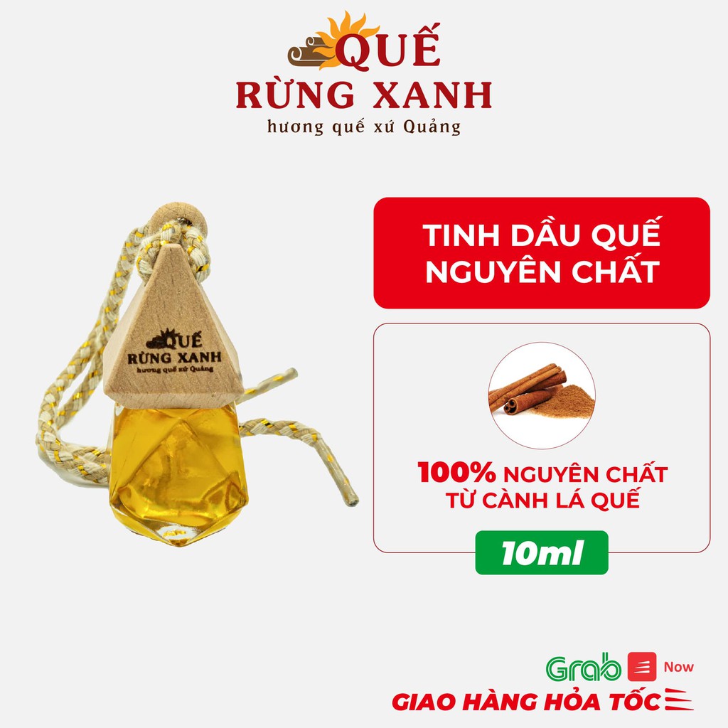 Tinh dầu cành, lá quế- Quế Rừng Xanh lọ 10ml có dây treo nguyên chất 100%, treo xe ô tô, treo phòng