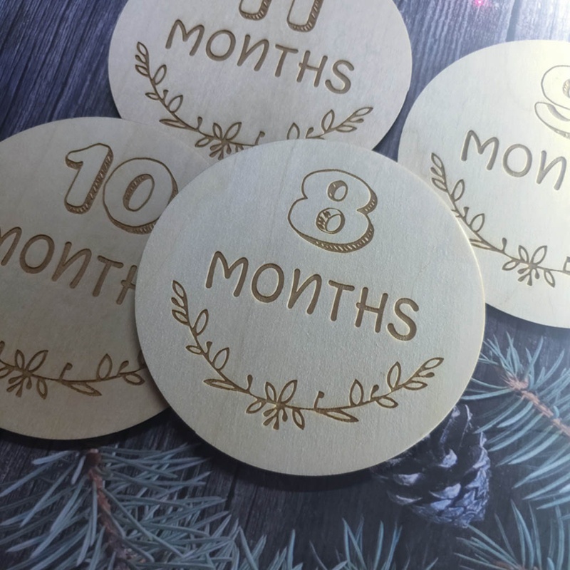 Set 12 Tấm Thẻ Ghi Âm Phát Triển Theo Tháng Làm Phụ Kiện Chụp Ảnh Kỷ Niệm Cho Bé Sơ Sinh
