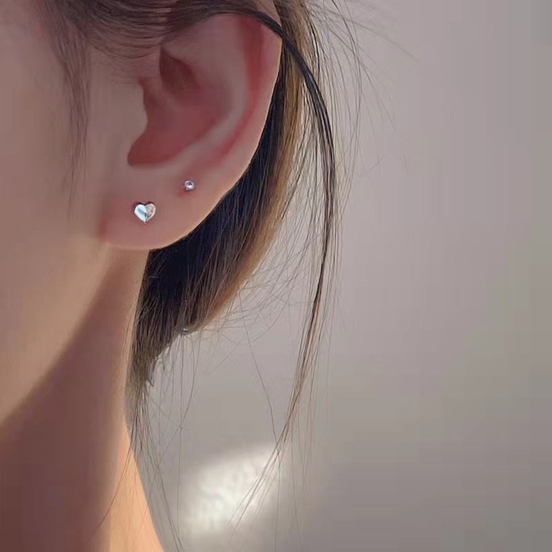 Khuyên tai kim loại mặt hình trái tim đơn giản ngọt ngào thời trang dành cho nữ