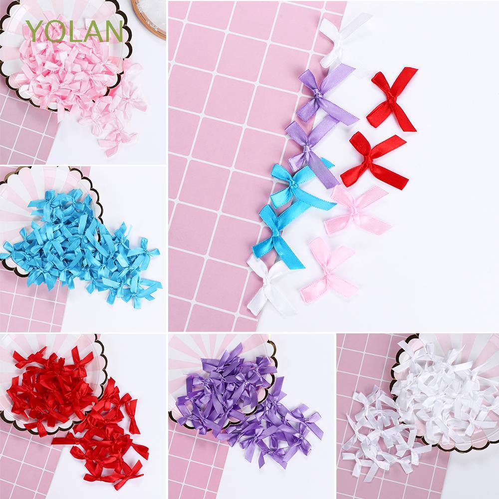 Set 100 nơ ruy băng satin trang trí đồ thủ công