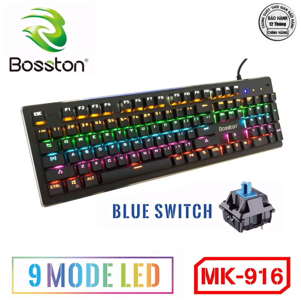 Bàn phím cơ Bosston MK912 / MK915 / MK916 / MK918 / MK919 / MK921 Full Led