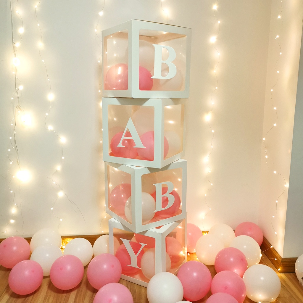 Hộp Bong Bóng Trong Suốt Hình Chữ Cái Từ A-Z 27 * 27cm Trang Trí Tiệc Balloon Box Birthday Wedding Party Decoration Backdrop Baby Shower Decor for Birth of Kids