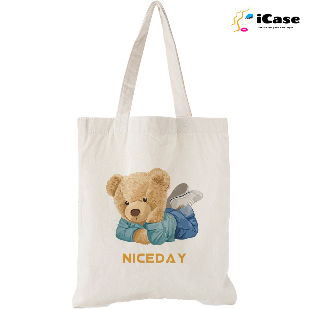 Túi vải Canvas iCase bộ sưu Bear Basic - nhiều kích thước