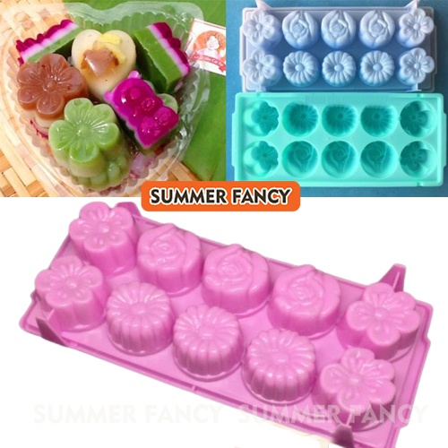 Khuôn rau câu 10 BÔNG hoa hồng, cúc, đào - Ice Tray Flower Shaped / Flower Ice Tray