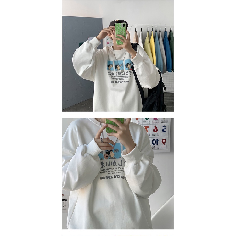 Áo Sweater tay dài họa tiết hoạt hình phong cách Hàn Quốc cho Nữ size M-5Xl