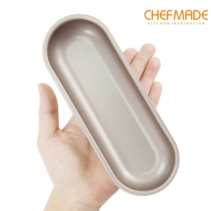 HotSale！ Khuôn làm bánh mì hotdog CHEFMADE WK9105 hình oval không dính kích thước 7 inch