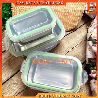 Khay inox đựng thực phẩm đông lạnh nắp nhựa đủ size