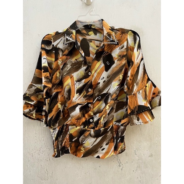 Áo Kiểu Nữ Chất Mango Đính Đá Sang Trọng Free Size 50-65Kg