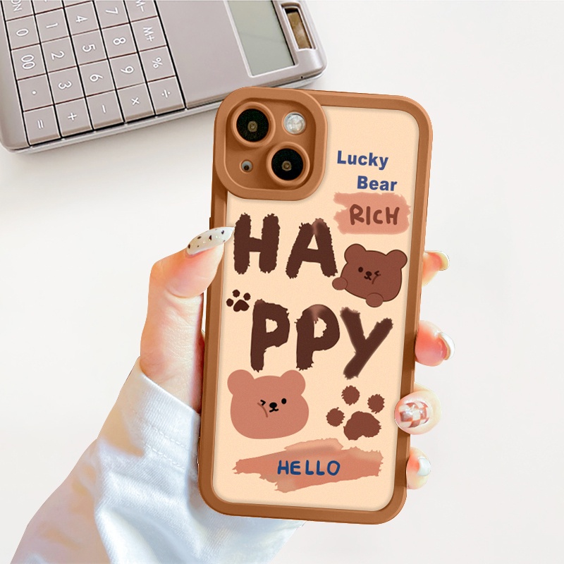 Ốp lưng iphone cạnh vuông lỗ camera bear happy 6s/6splus/7/7plus/8/8plus/x/xs/11/12/13/pro/max/promax-SALE HOT C4-6