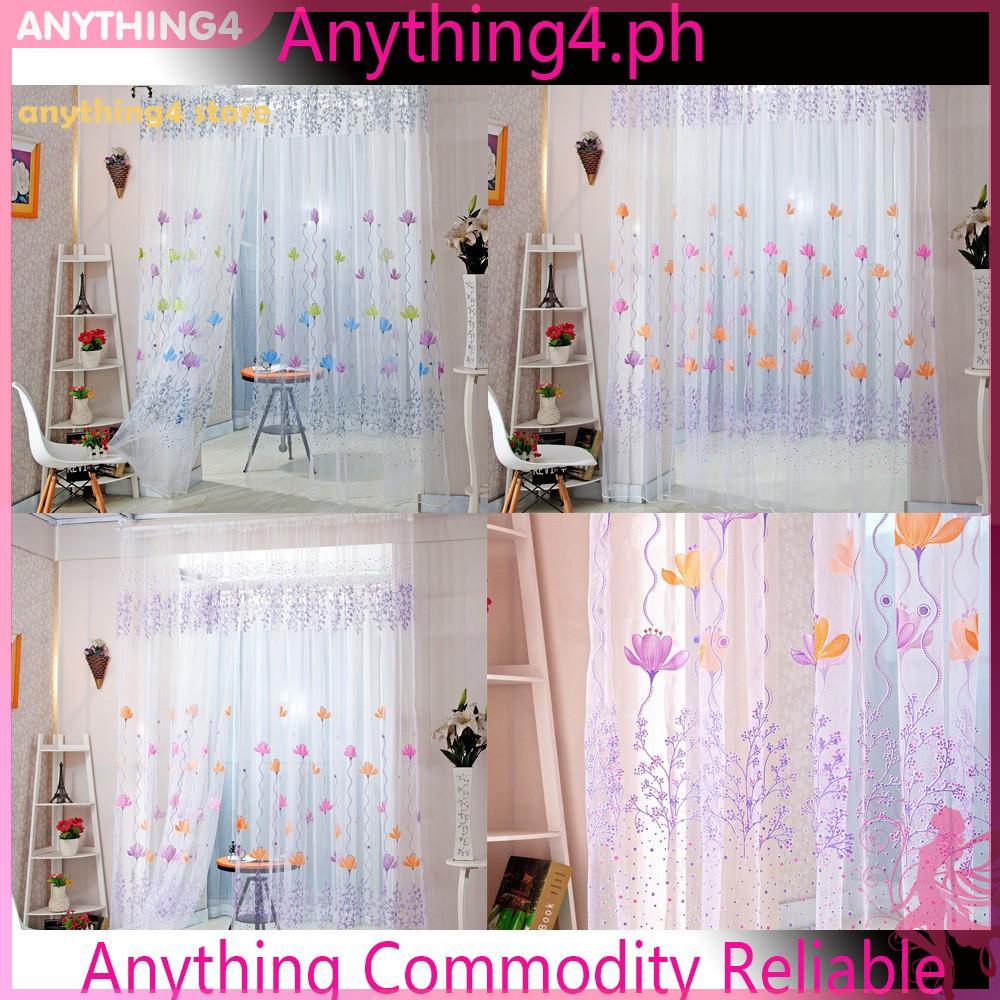 Rèm cửa bằng vải voan họa tiết hoa sen thiết kế tao nhã kích thước 1x2m