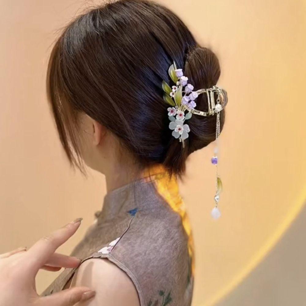 Kẹp Tóc Hình Hoa Lan / Cá Mập Đính Ngọc Trai Dễ Thương Độc Đáo Thời Trang Cho Nữ