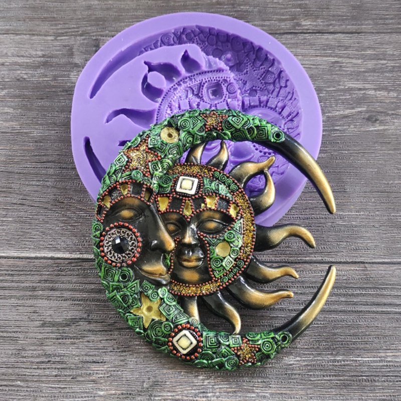 Khuôn Silicone Làm Bảng Phục Vụ Bằng Epoxy Hình Mặt Trời Mặt Trăng Trang Trí Nhà Cửa