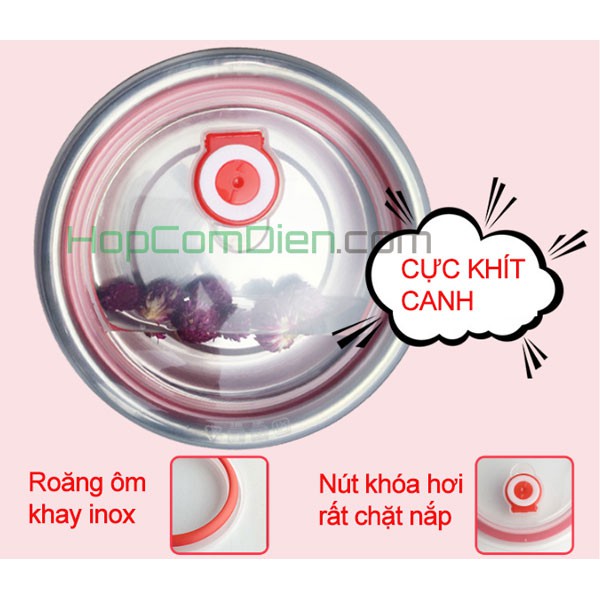 Hộp cơm inox 3 khay khít canh Playbear DFH-2019