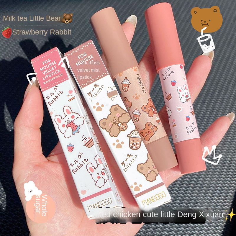 Son Môi Bút Chì Kháng Nước Dưỡng Ẩm Lâu Trôi Thiết Kế Vỏ Hình Gấu Dễ Thương