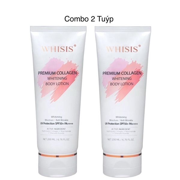 COMBO 2 Tuýp Kem Trắng Da Nâng Tone Chống Nắng Toàn Thân Whisis Premium Collagen Whitening B