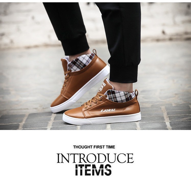 Giày Sneaker Nam Cổ Cao Ladrke Màu Nâu | BigBuy360 - bigbuy360.vn