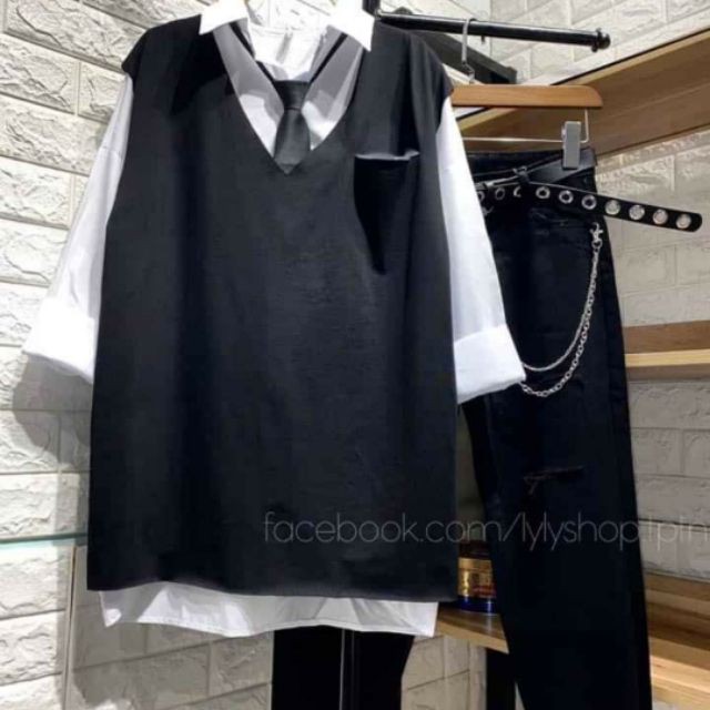 Sét gile rách + sơmi + cavat, sét áo kiểu nữ, áo thun nam nữ, quần khaki, quần nữ, sét bộ mặc ở nhà, áo thun tay dài, qu