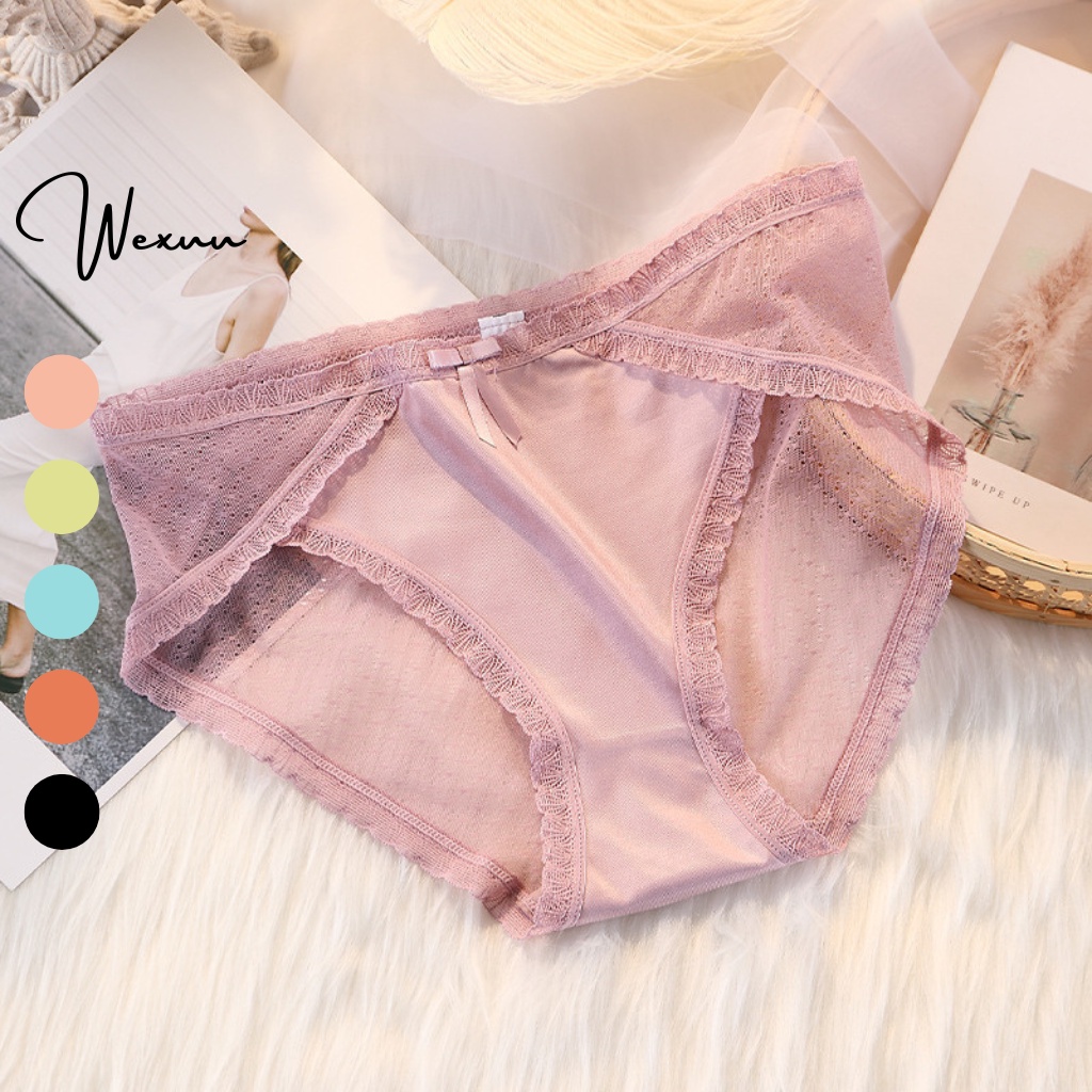 Quần lót ren nơ họa tiết cao cấp phối, chất liệu mềm mịn cực thông thoáng, sexy - Wexuu Design QC05