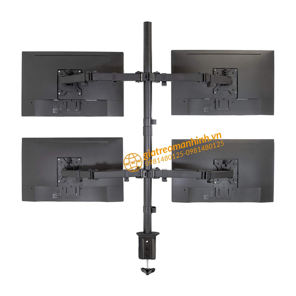 Giá Treo Màn Hình - Giá Treo 4 Màn Hình Máy Tính 17 - 27 Inch MS054 Xoay 360 Độ - Tải Trọng 8Kg 1Tay - Lắp Đặt Kẹp Bàn