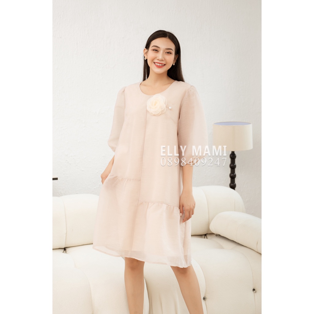 ( 40kg - 95kg ) [ Tặng Hoa Cài ] Đầm Bầu , Suông Voan Tơ Form Dễ Mặc Thoải Mái Suốt Thai Kì &amp; Sau Sinh Cao Cấp
