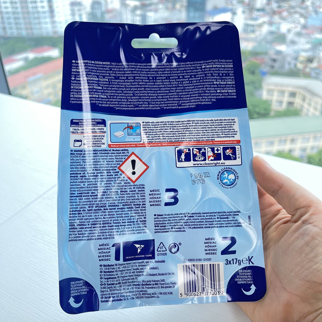 Viên vệ sinh máy rửa chén bát Finish làm sạch máy rửa bát, sạch cặn mỡ