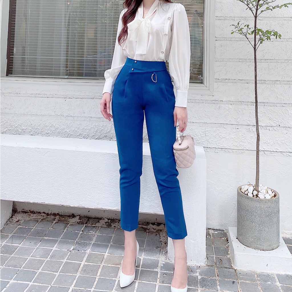 Quần tây baggy chữ D nữ ống đứng lưng cao tôn dáng chân dài công sở HILA (Mã SP Q948)