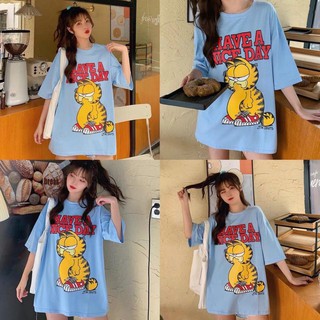 Áo thun tay lỡ dáng unisex form rộng phong cách ulzzang hổ vàng have a nice day