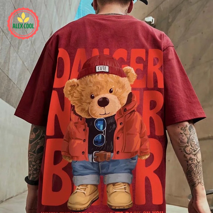 Áo thun nam, áo phông nam tay ngắn cổ tròn chất cotton co giãn 4 chiều hình gấu bông alex cool | BigBuy360 - bigbuy360.vn