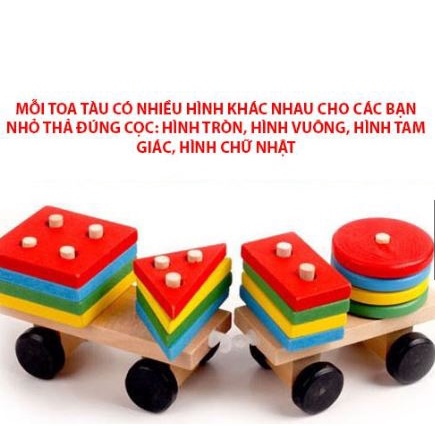 Đồ Chơi Giáo Dục Đoàn Tàu Gỗ Thả Hình Khối Nhiều Màu Sắc - Đồ Chơi Gỗ Thông Minh Cho Bé Dolphin Kids