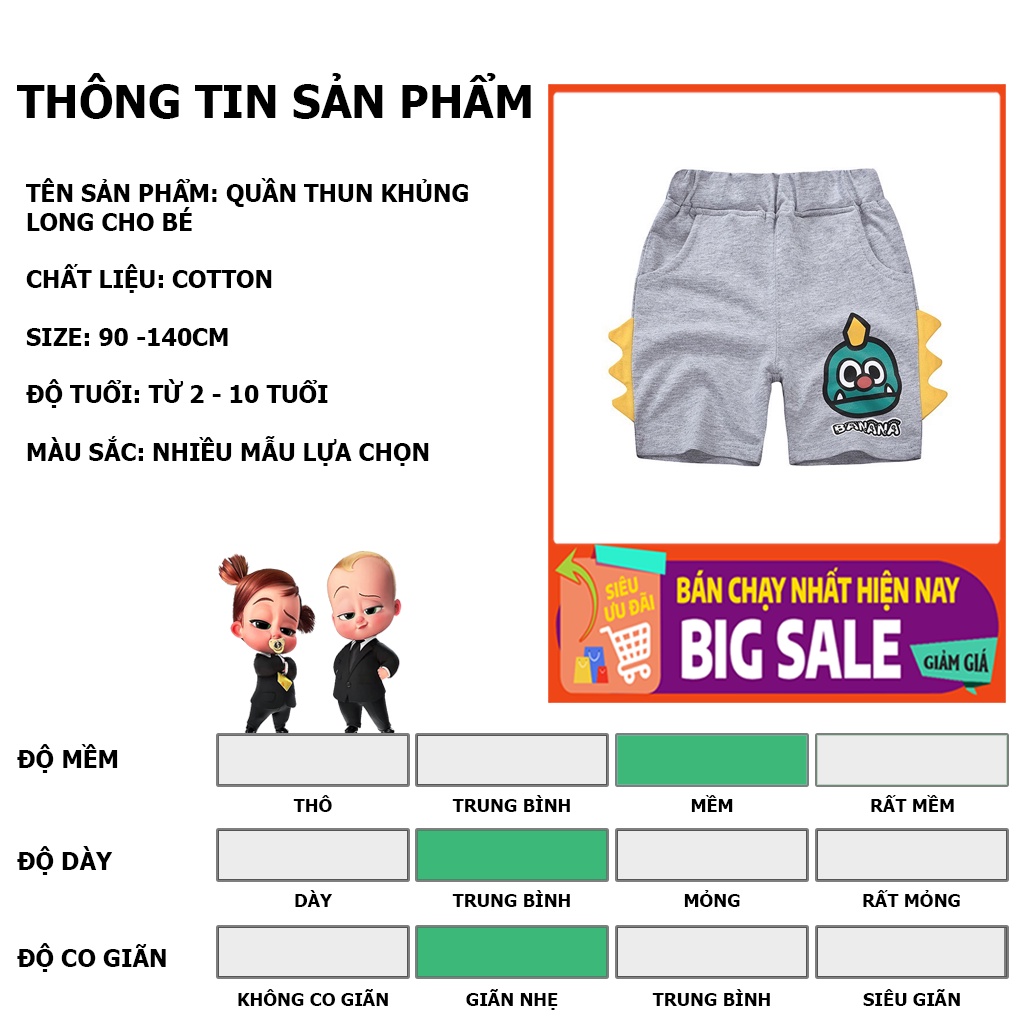 Quần đùi short thun cho bé BETOP quần cộc bé trai chất cotton hàng xuất khẩu