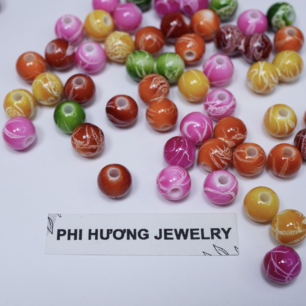 Túi 10-25gr hạt cườm nhựa xỏ vòng tay, làm trang sức, nhiều hình dạng nhiều màu