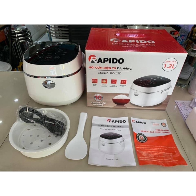 Nồi Cơm Điện Tử Rapido RC-1.2D Công Nghệ Nhật Bản, 10 Chức Năng Nấu Bảo Hành 1 Năm - TQ077