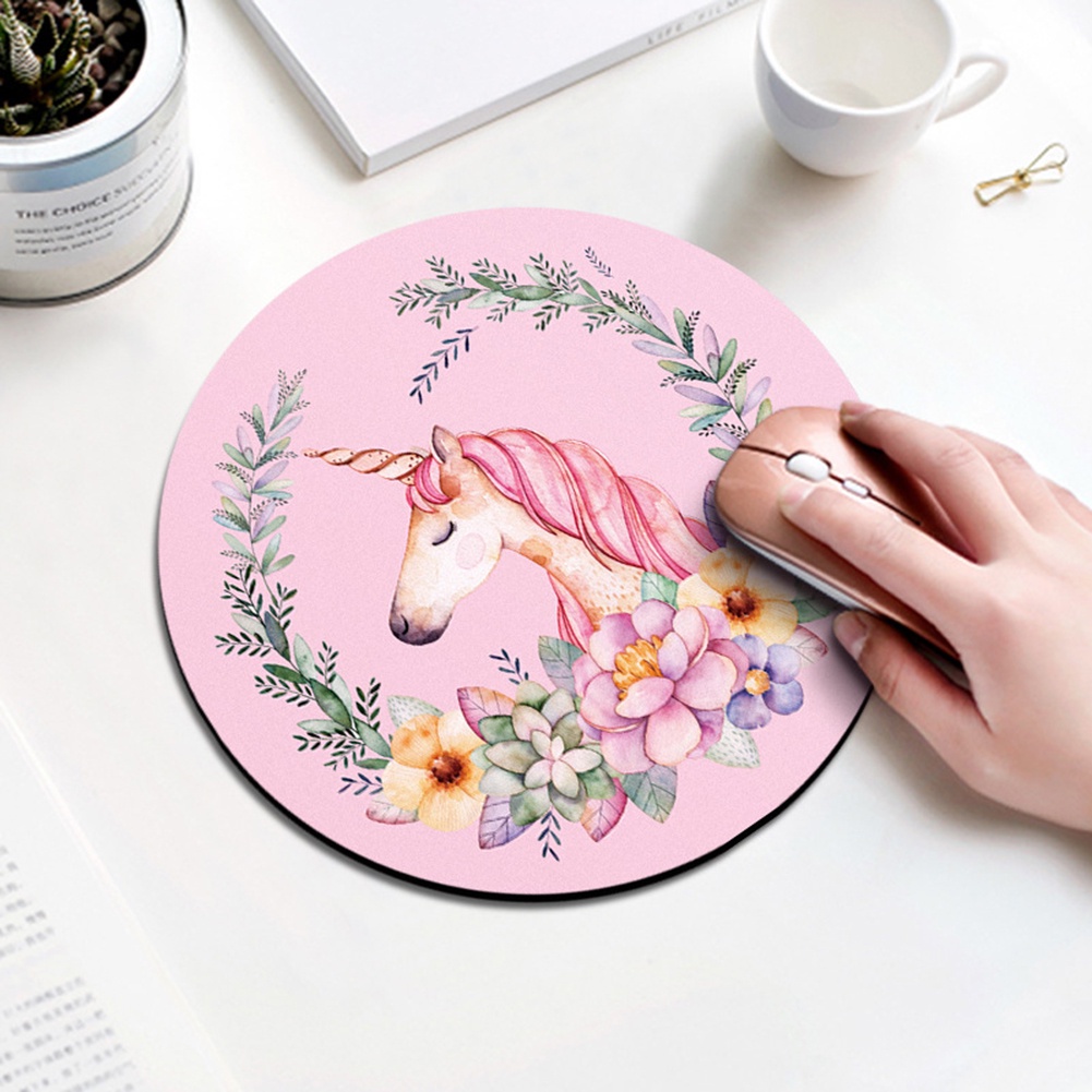 Tấm Lót Chuột Hình Tròn In Họa Tiết Hoạt Hình Dễ Thương