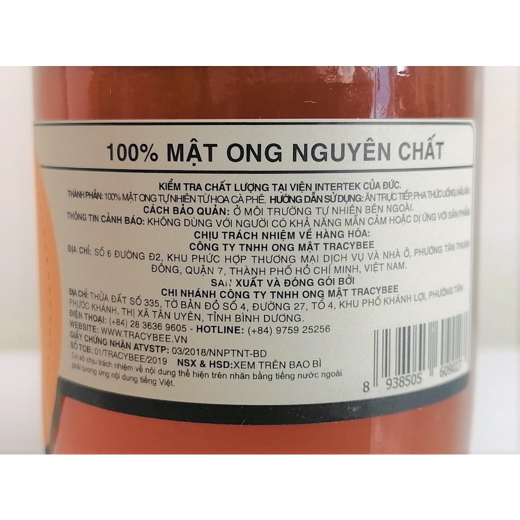 [Lọ 189ml – HOA CÀ PHÊ] MẬT ONG TỰ NHIÊN [VN] TRACYBEE Coffee Blossom Honey