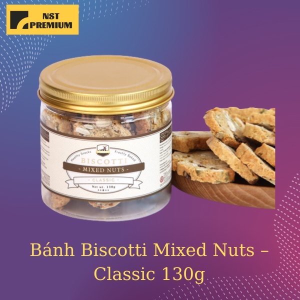 [Siêu Sale] Bánh Biscotti Mixed Nuts – Classic 130g Bazanland