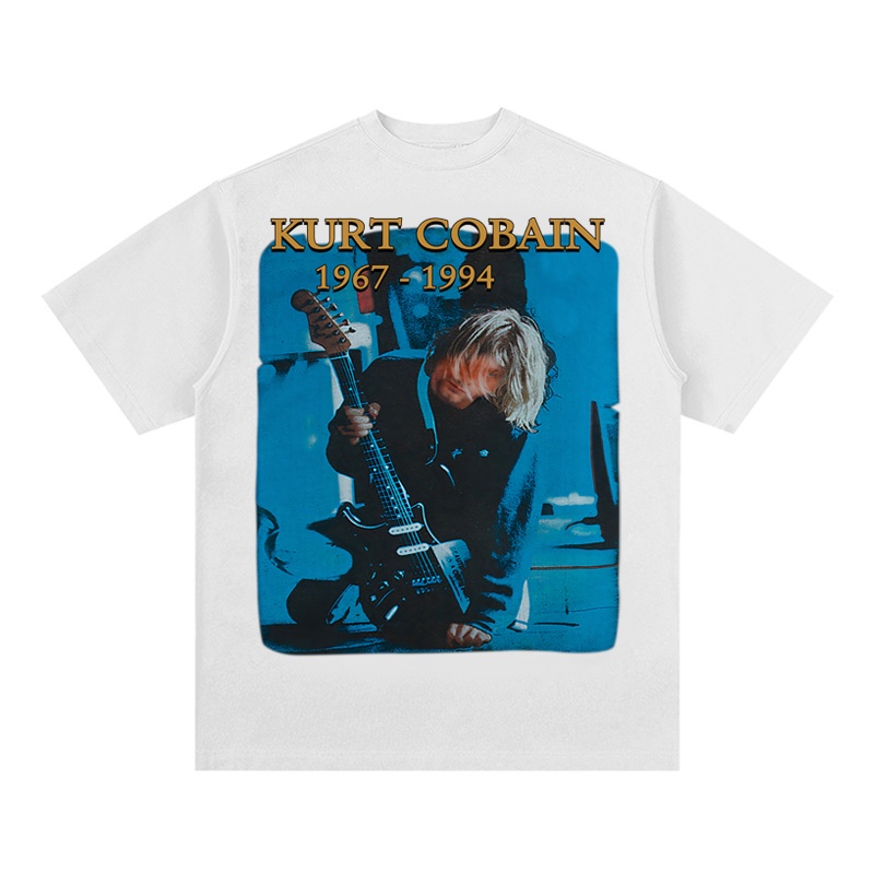 Áo Thun Vintage Kurt Cobain Nirvana Tay Lỡ Unisex - Đen/Trắng Cổ Tròn | Blackwork