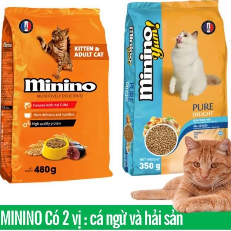 Thức ăn mèo MININO và CATSRANG, dùng cho mèo mọi lứa tuổi thức ăn mèo dạng hạt mèo khô