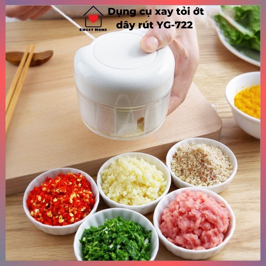 Dụng cụ xay tỏi ớt 𝐓𝐢𝐞̣̂𝐧 𝐃𝐮̣𝐧𝐠 cầm tay, máy xay tỏi Mini Food Chopper