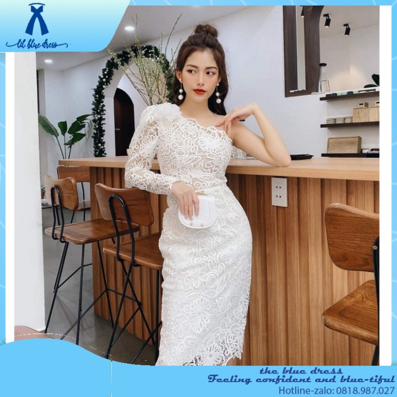 ✨QUẢNG CHÂU CAO CẤP✨ Đầm dự tiệc sang trọng - thiết kế ôm body, lệch vai, tay dài - Chất liệu: ren nhập cao cấp 🔥FREESH