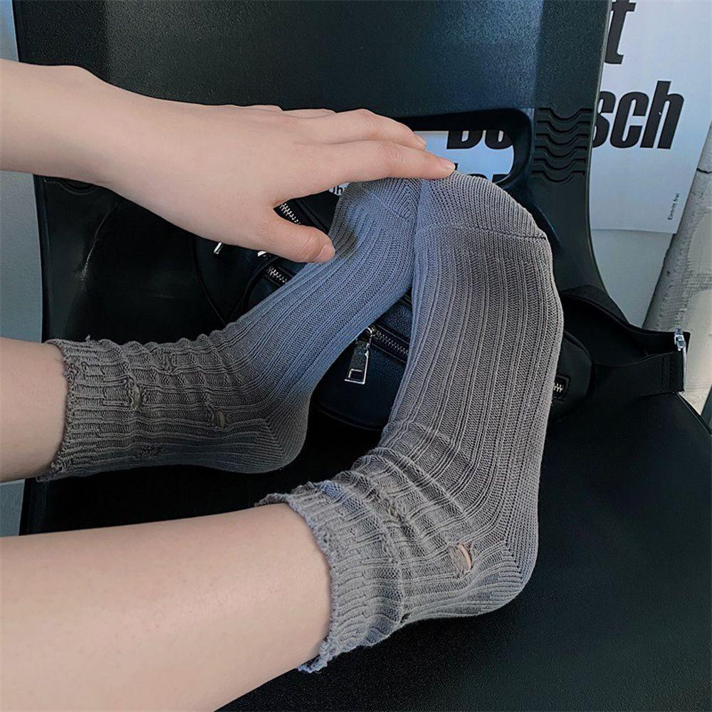 Vớ Cotton Phối Lỗ Phong Cách Harajuku Nhật Bản Cá Tính Cho Nữ