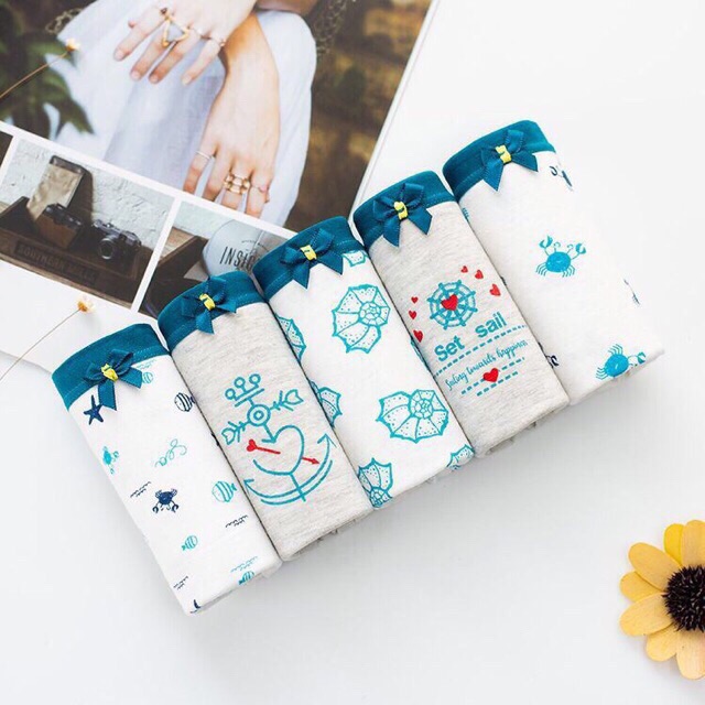 SET 5 QUẦN LÓT COTTON SIÊU THOÁNG CUTE LOẠI 1 TÚI ZIP