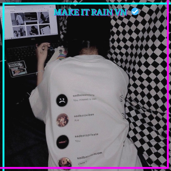 Áo Thun Tay Lỡ Unisex SADTAGRAM TEE Make It Rain VN, Áo Phông Nam Nữ Form Rộng, có hình ảnh video thật