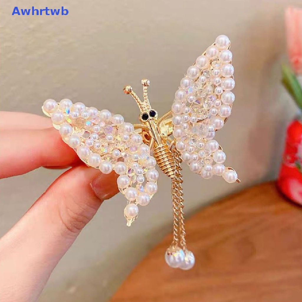 Kẹp Tóc Hình Cánh Bướm Bằng Hợp Kim Đính Ngọc Trai DIY Cho Bé Gái Mới
