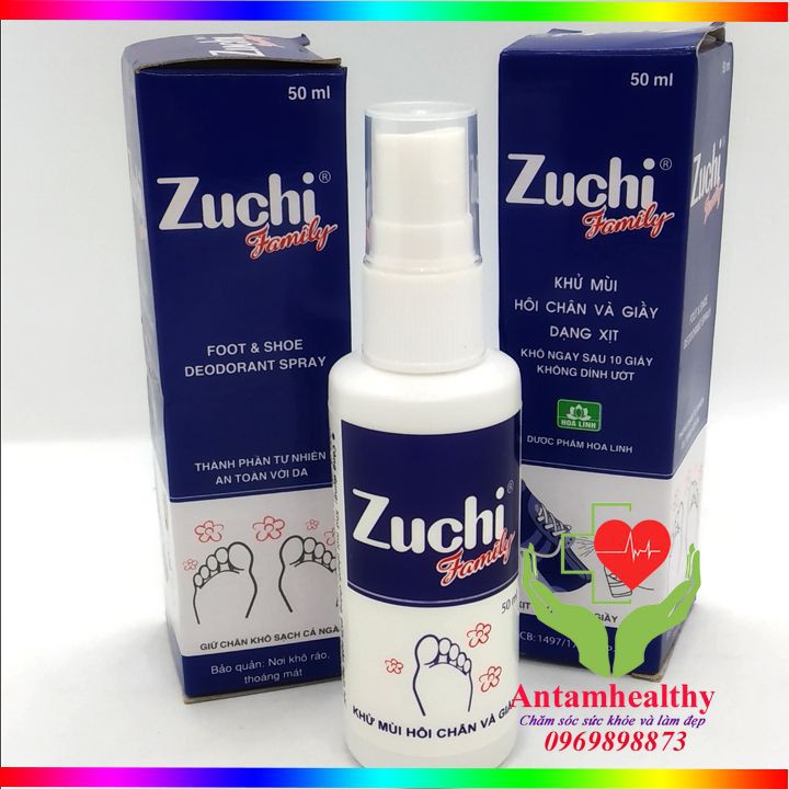 Zuchi xịt khử mùi hôi chân - Hôi giầy - Zuchi family - Dạng xịt tiện dụng